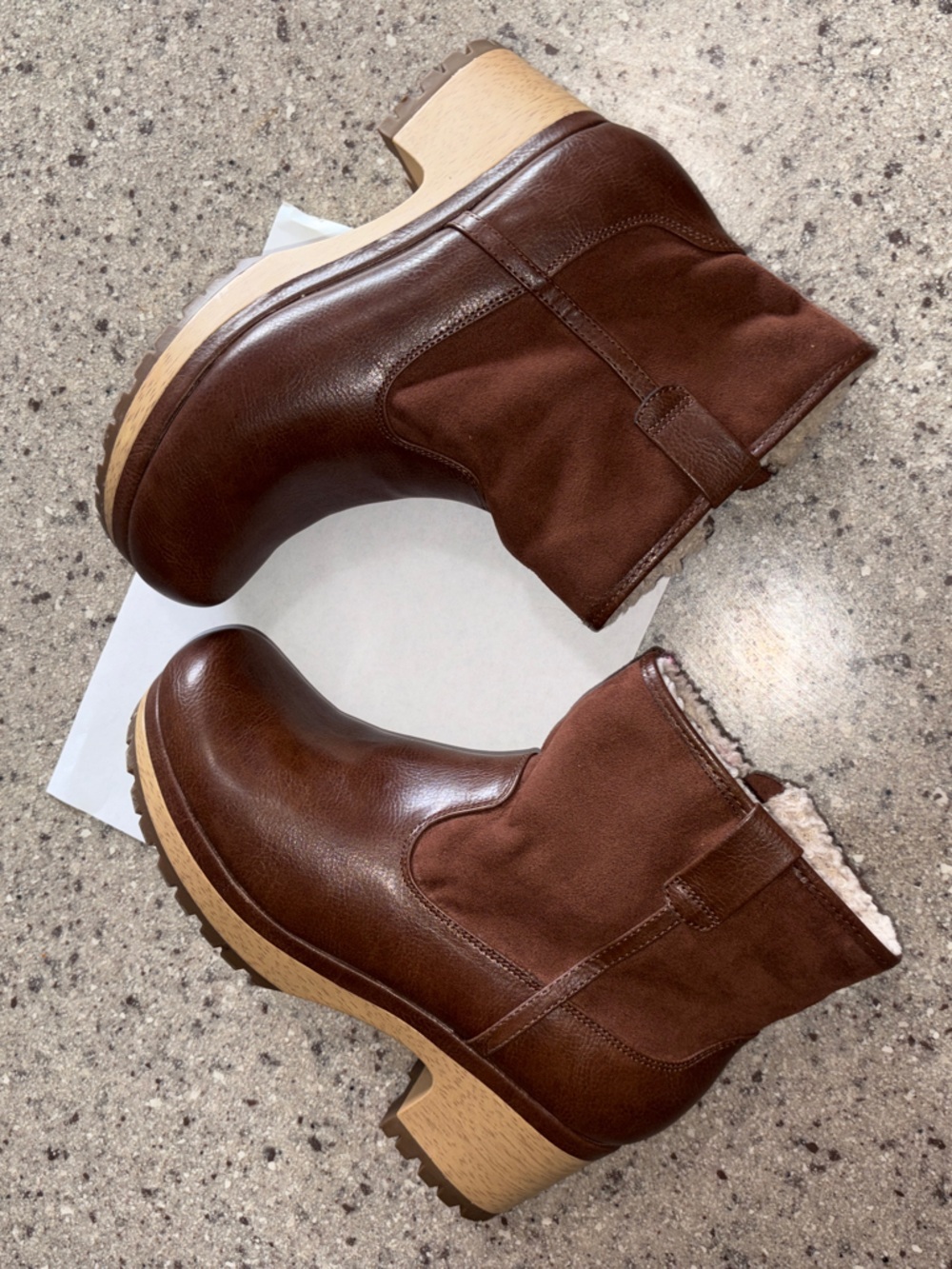 Universal Thread Brown Leather Platform Ankle Booties